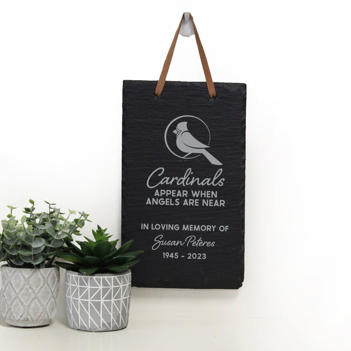 Personalized "Cardinals Appear" Memorial Slate Garden Sign