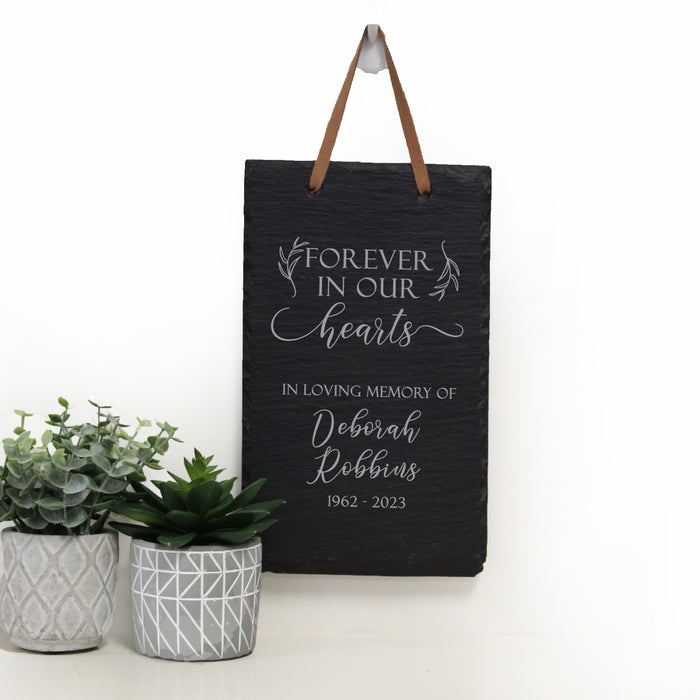 Personalized "Forever in our Hearts" Memorial Slate Garden Sign