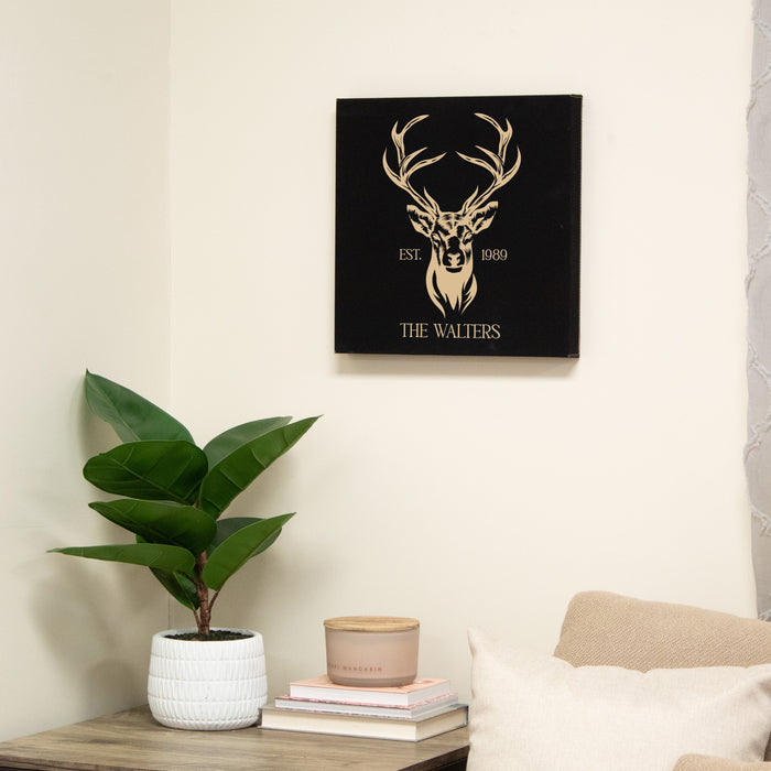 Personalized Deer Head Family Wall Sign