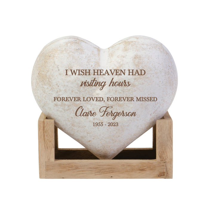 Personalized "I Wish Heaven Had Visiting Hours" Memorial Wooden Heart