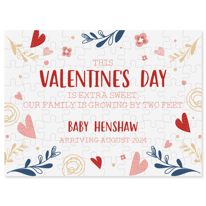 Personalized Valentine's Day Pregnancy Announcement Jigsaw Puzzle