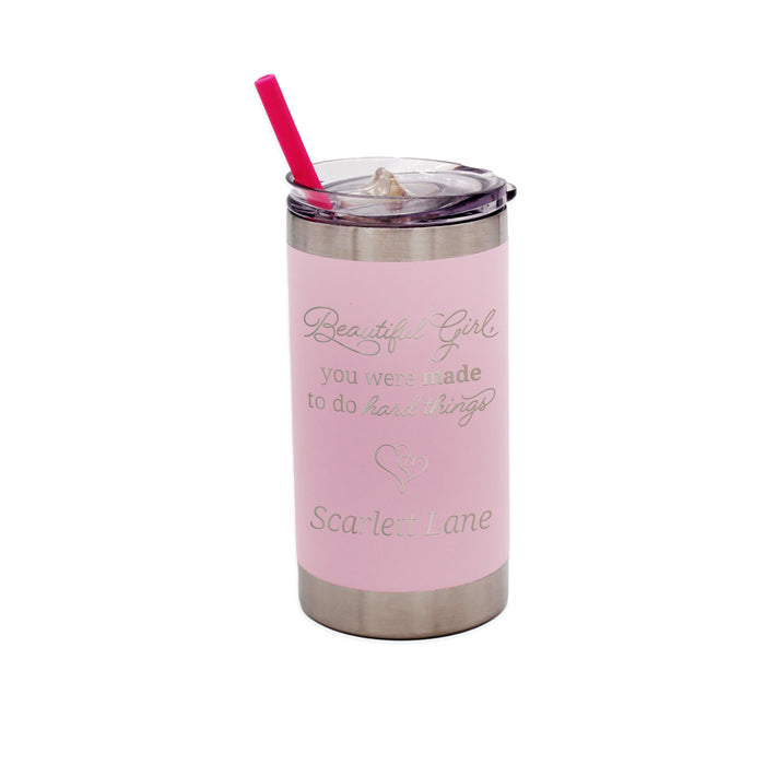 Personalized "Beautiful Girl, You Were Made To Do Hard Things" Tumbler for Girls