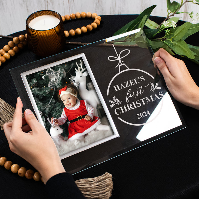 Personalized Baby's First Christmas Glass Picture Frame