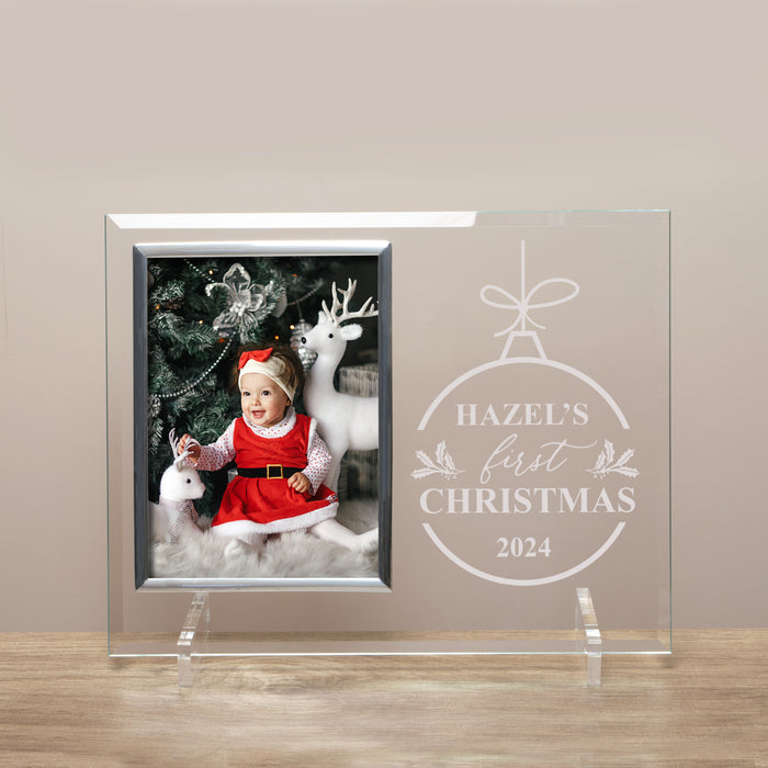 Personalized Baby's First Christmas Glass Picture Frame