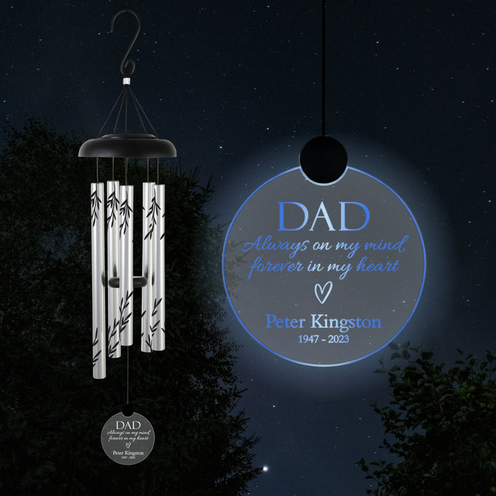 Personalized "Dad Forever in My Heart" Memorial Solar Wind Chime