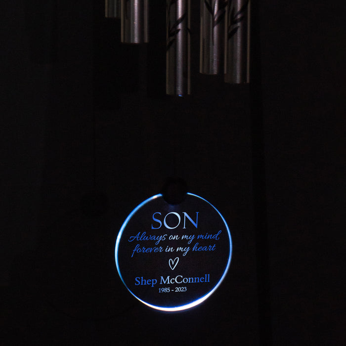 Personalized "Son Forever in My Heart" Memorial Solar Wind Chime