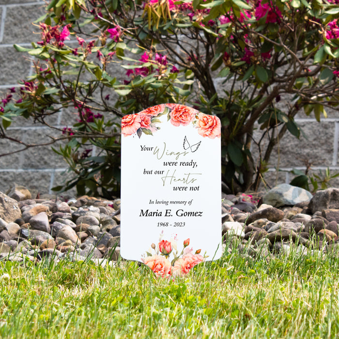 Personalized "Your Wings Were Ready" Memorial Garden Stake