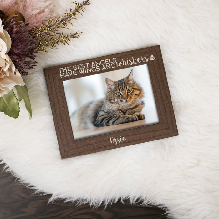 Personalized "Angels Have Wings & Whiskers" Cat Memorial Picture Frame