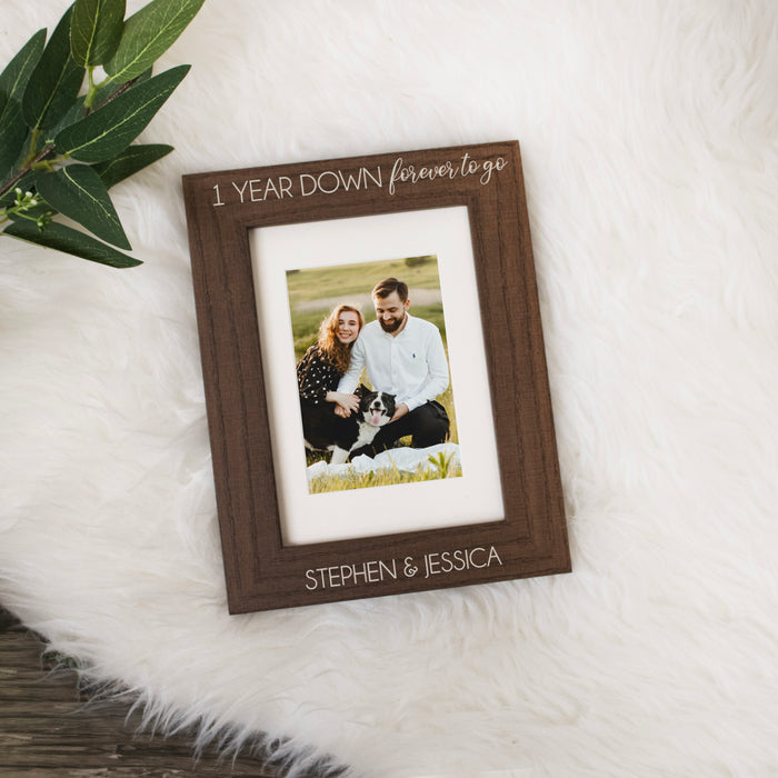 Personalized "One Year Down, Forever To Go" Anniversary Picture Frame