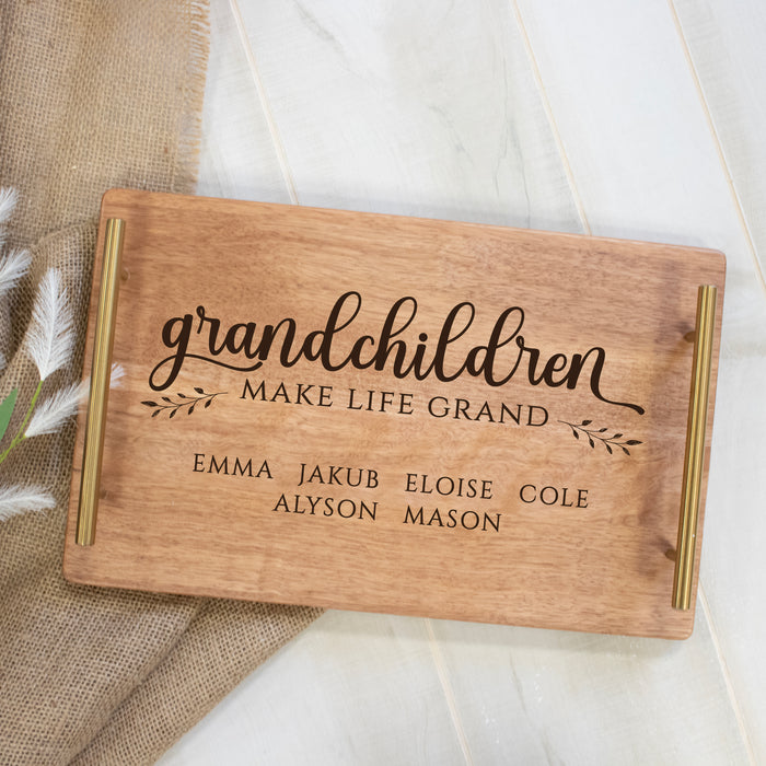 Personalized "Grandchildren Make Life Grand" Serving Tray