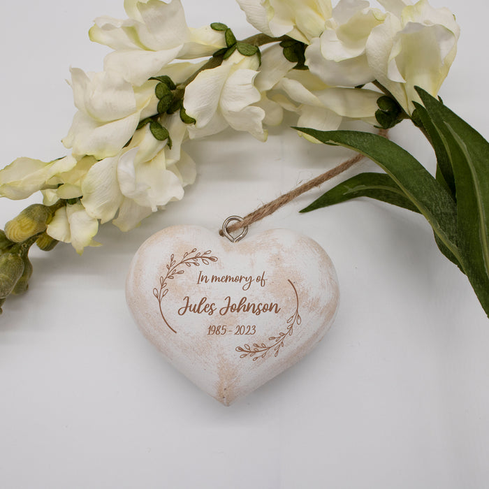 Personalized "In Memory of" Memorial Heart Ornament
