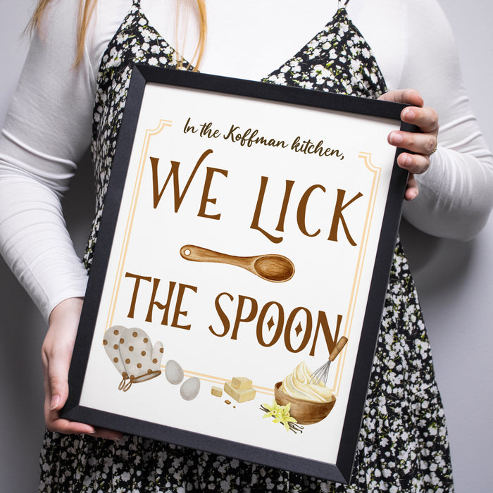 Personalized "We Lick The Spoon" Kitchen Framed Art