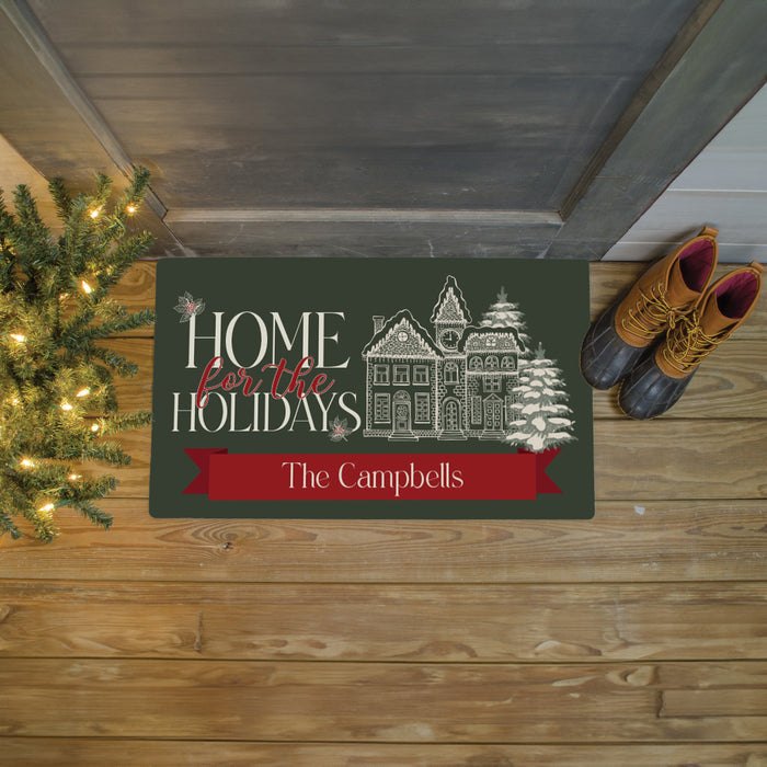 Personalized "Home for the Holidays" Christmas Door Mat