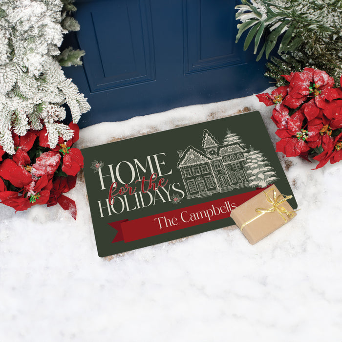 Personalized "Home for the Holidays" Christmas Door Mat