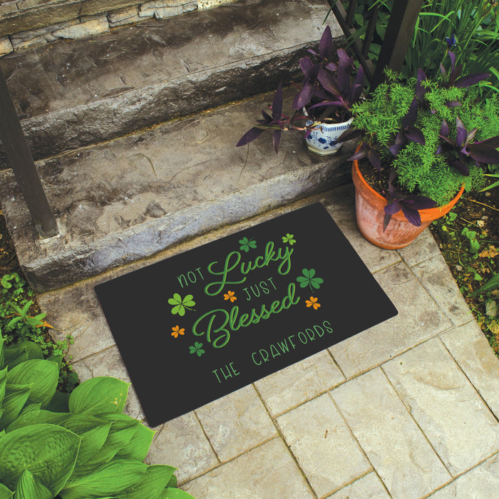 Personalized "Not Lucky, Just Blessed" St. Patrick's Day Doormat
