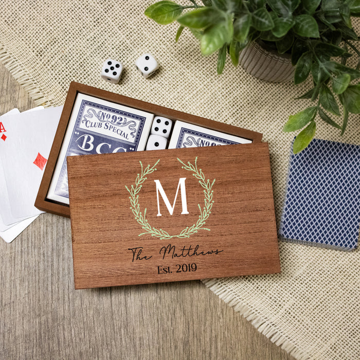 Monogrammed Game Night Card and Dice Box