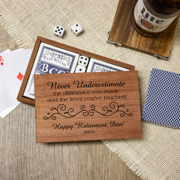 Personalized Retirement Card and Dice Box Gift