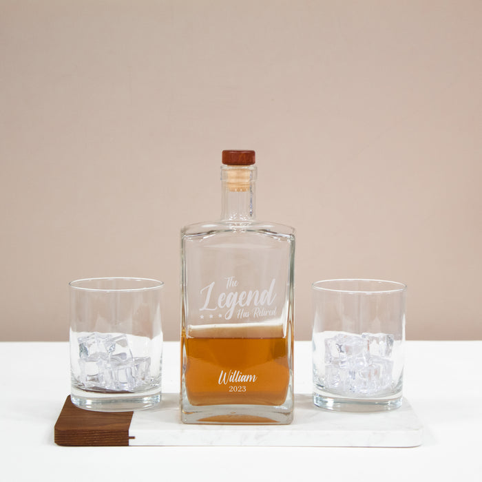 Personalized The Legend Has Retired Whiskey Decanter