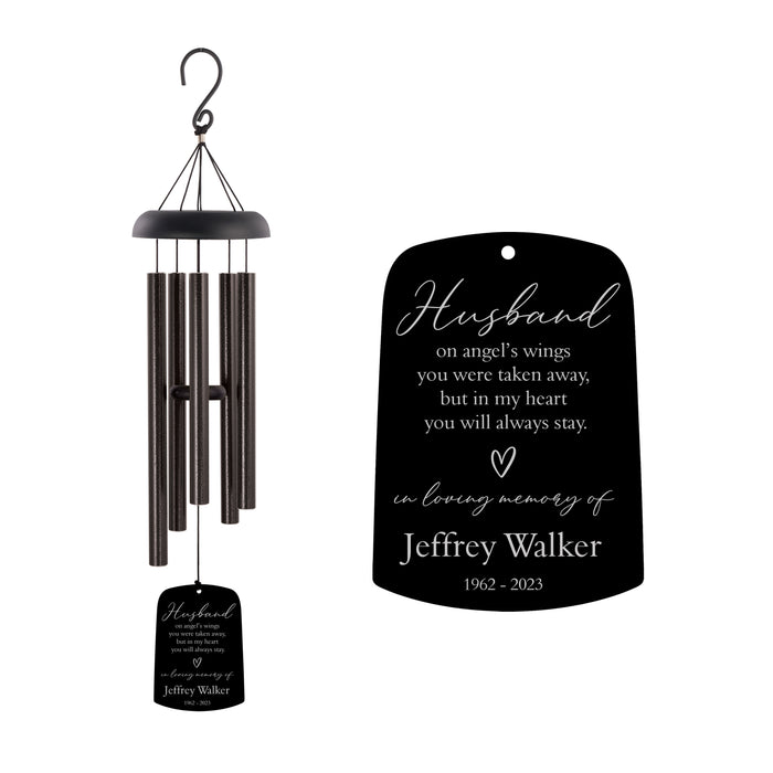 Personalized Husband "On Angel's Wings" Memorial Wind Chime