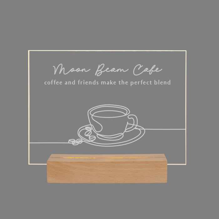 Custom "Coffee and Friends Make the Perfect Blend" Coffee Shop LED light