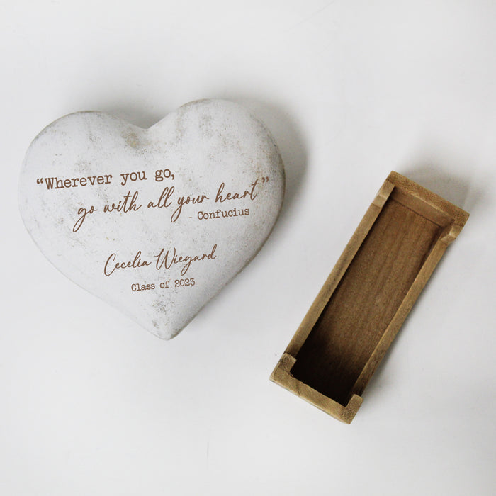 Personalized Confucius Graduation Quote Wooden Heart Display Plaque