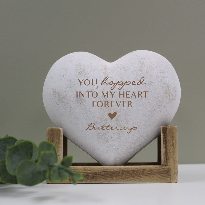 Personalized Bunny Memorial Wooden Heart Display Plaque