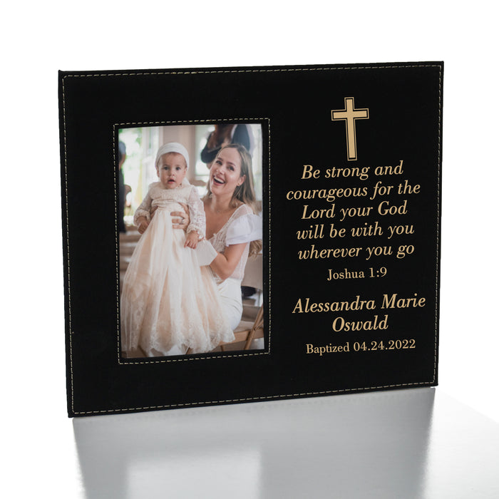 Personalized Joshua 1:9 Baptism Picture Frame