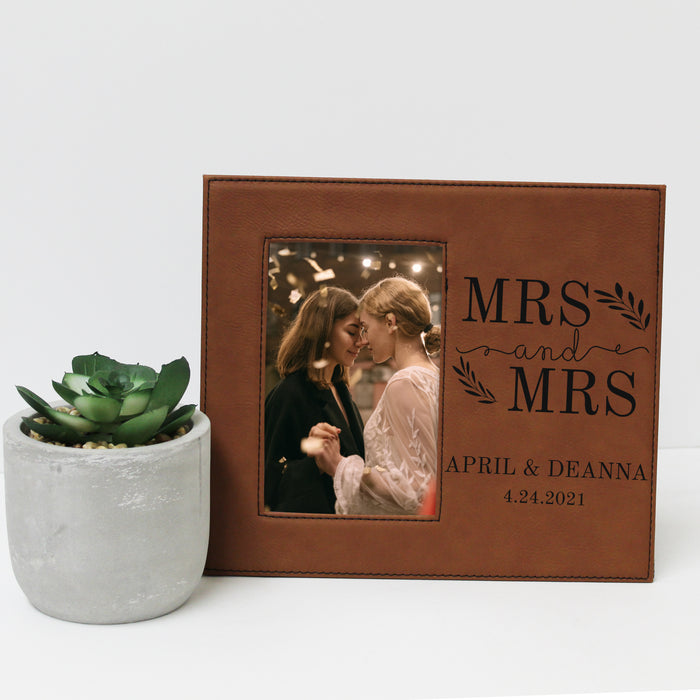 Personalized "Mrs & Mrs" Boho Wedding Picture Frame