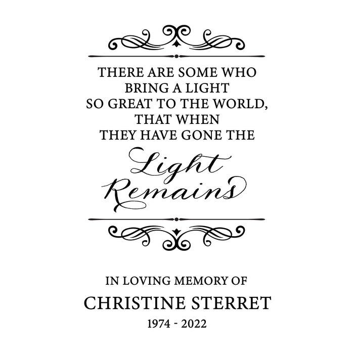 Personalized "The Light Remains..." Memorial Lantern