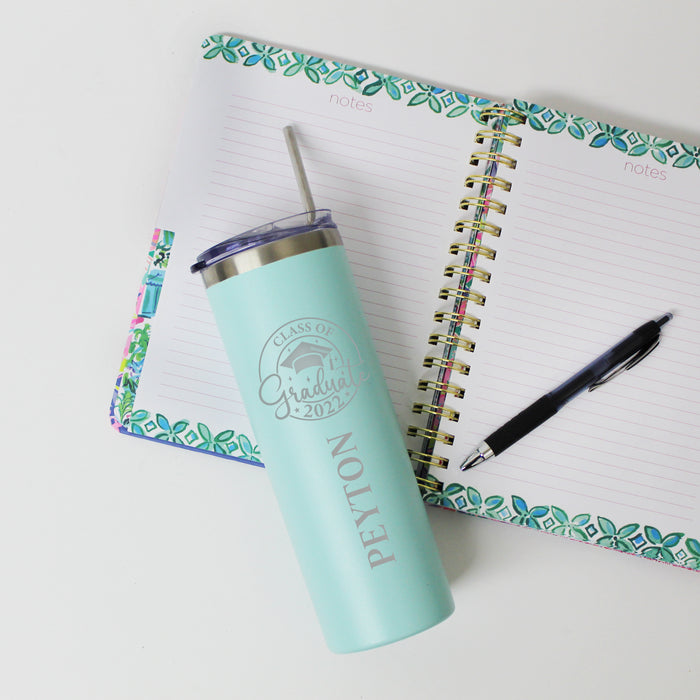 Personalized Graduation Skinny Stainless Tumbler with Straw