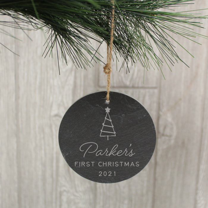 Personalized Baby's First Christmas Ornament with Tree