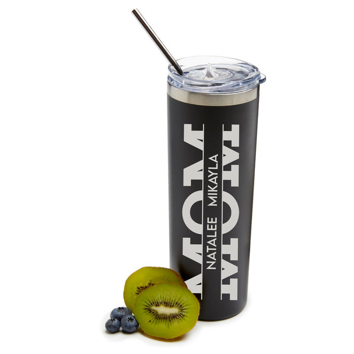 Personalized MOM Stainless Skinny Tumbler with Straw