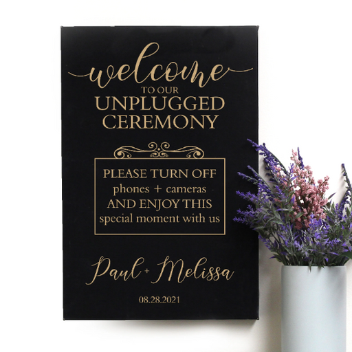 Personalized unplugged ceremony sign.