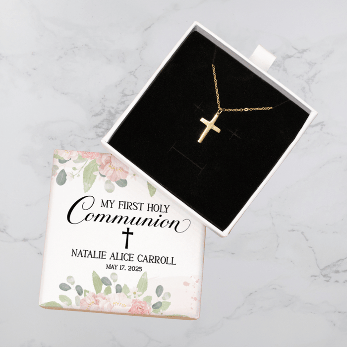 First Holy Communion Necklace Box with Cross Necklace