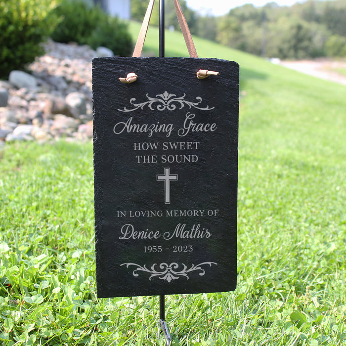 Personalized Amazing Grace Memorial Slate Garden Sign