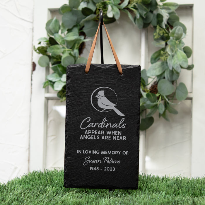 Personalized "Cardinals Appear" Memorial Slate Garden Sign