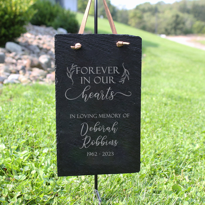 Personalized "Forever in our Hearts" Memorial Slate Garden Sign
