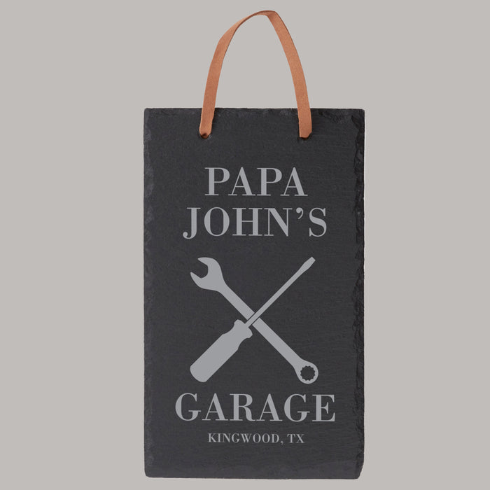 Personalized Dad's Garage Slate Sign