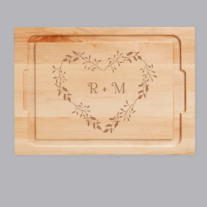 Personalized Heart Initials Wedding Cutting Board