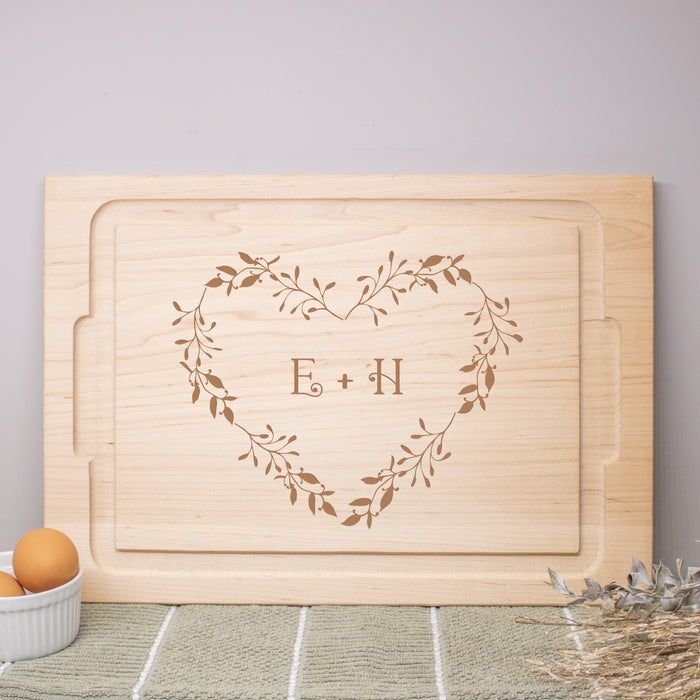 Personalized Heart Initials Wedding Cutting Board