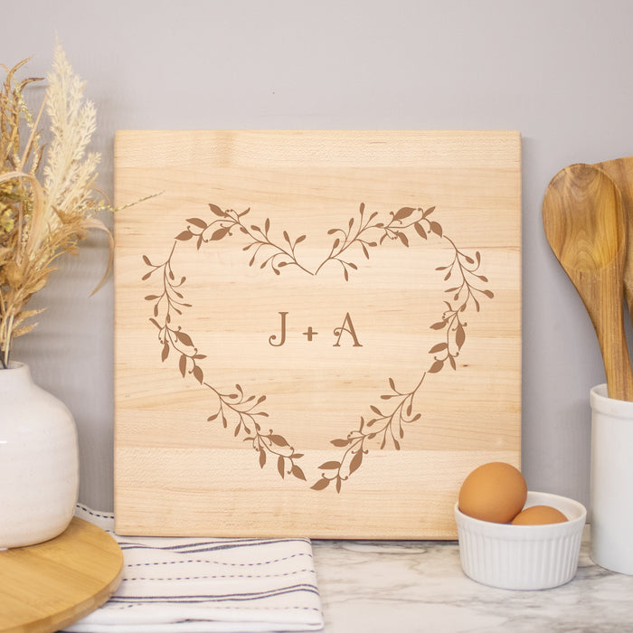 Personalized Heart Initials Wedding Cutting Board