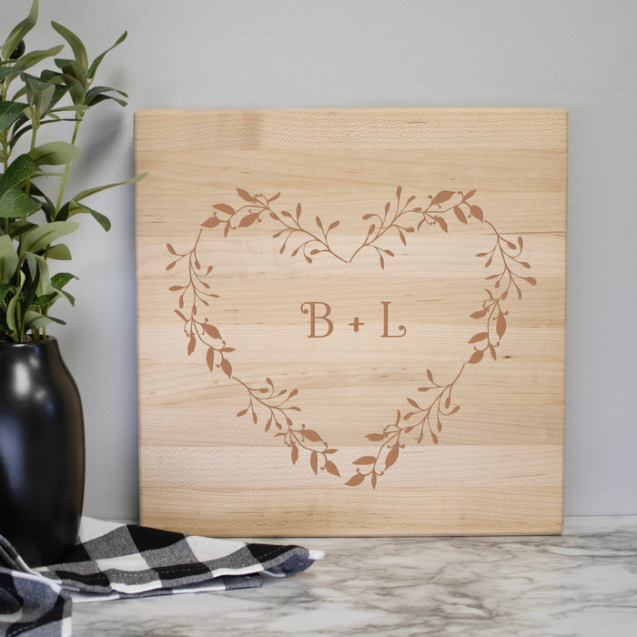 Personalized Heart Initials Wedding Cutting Board