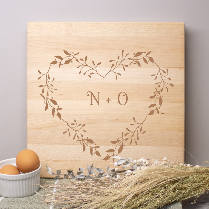 Personalized Heart Initials Wedding Cutting Board