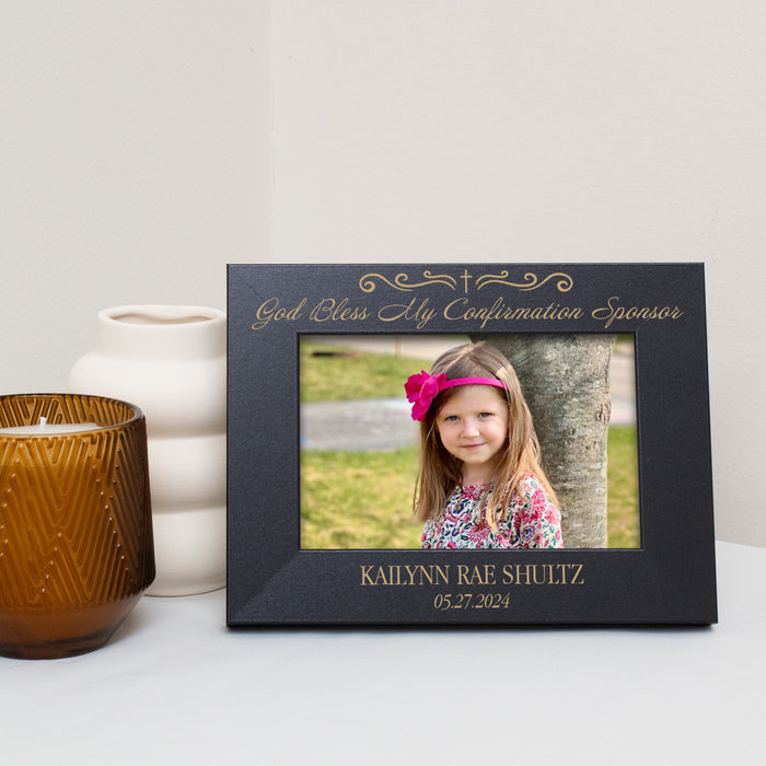 Personalized "God Bless My Confirmation Sponsor" Picture Frame