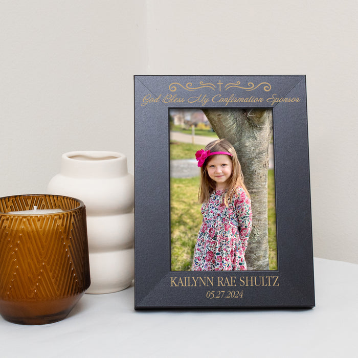 Personalized "God Bless My Confirmation Sponsor" Picture Frame