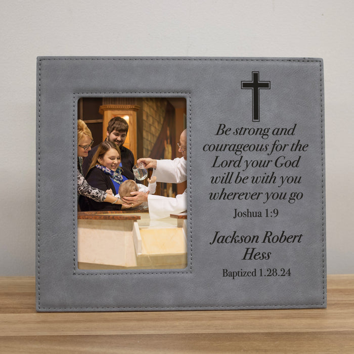 Personalized Joshua 1:9 Baptism Picture Frame