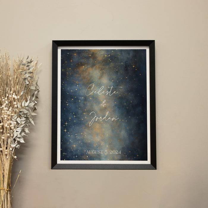 Framed Couple Names Celestial Photo Wall Sign