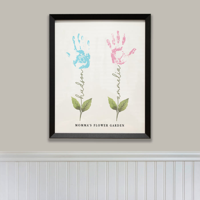Personalized Handprint Momma's Garden Framed Photo Wall Sign