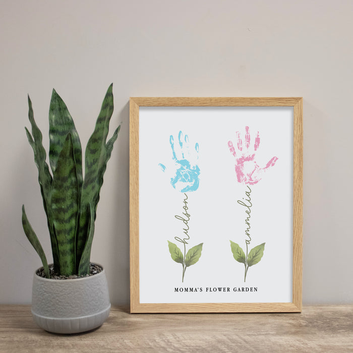 Personalized Handprint Momma's Garden Framed Photo Wall Sign