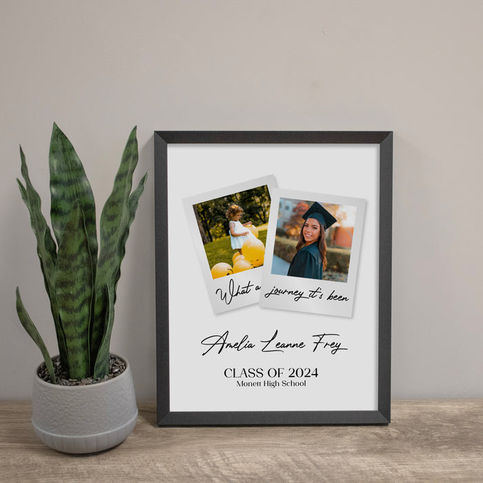 Framed Graduation Now and Then Photo Wall Sign